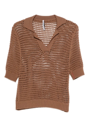 Liviana Conti Violet open-knit collared sweater - Brown