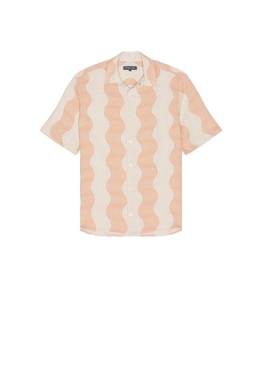 Frescobol Carioca Castro Duo Cabana Stripe Short Sleeve Shirt in Cream. Size M. Also in S.