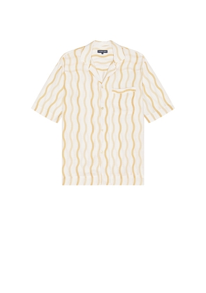 Frescobol Carioca Cassio Pyjama Short Sleeve Shirt Cabana Stripe Print in Cream. Size M. Also in S.