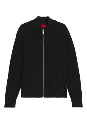 HUGO ribbed cotton cardigan - Black