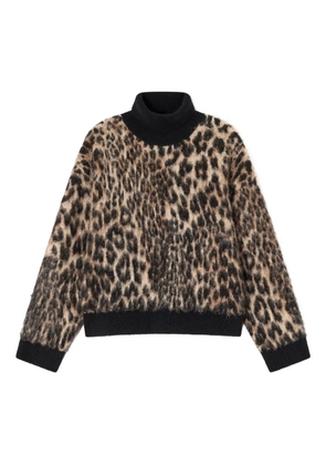GANNI leopard-print turtleneck sweater - Neutrals