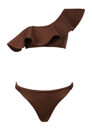 SOFIA ERHAN ruffle-detail one-shoulder bikini - Brown