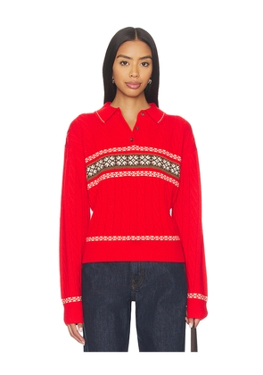 Guest In Residence Cable Collegiate Polo in Red. Size L. Also in M, S, XL.