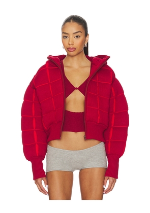 ISA BOULDER Square Puffer Jacket in Red. Size L. Also in S, XL.