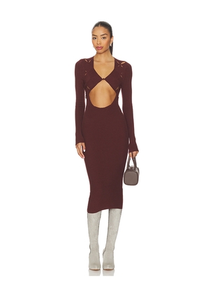 ISA BOULDER Argyle Open Dress in Brown. Size L. Also in M, S, XL, XS.