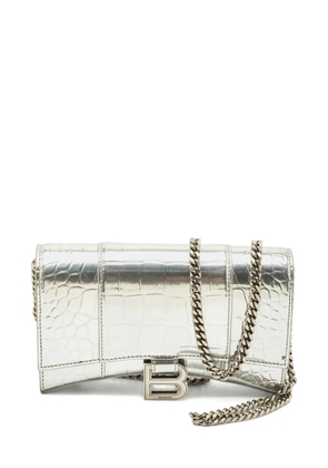 Balenciaga Pre-Owned Hourglass crocodile-embossed crossbody bag - Silver