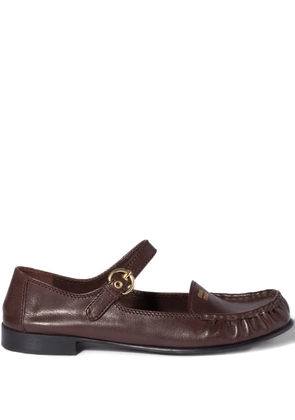 Miu Miu strap-detail leather loafers - Brown