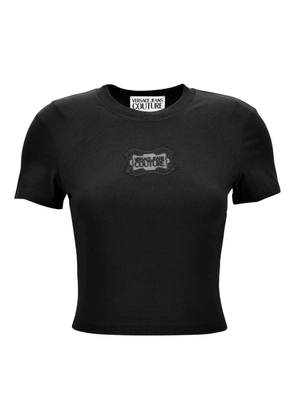 Versace Jeans Couture logo-patch crop T-shirt - Black