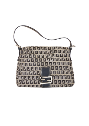 FWRD Renew Fendi Zucchino Mama Baguette Shoulder Bag in Navy.