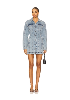 Good American Barrel Long Sleeve Mini Dress in Blue. Size M. Also in S, XL/1X, XS, XXL/2X, XXXXL/4X.