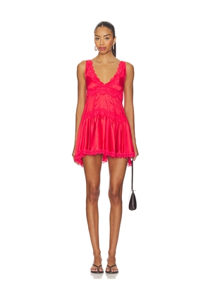 Free People x Intimately In This Groove Mini Slip In Poppy Red in Red. Size L. Also in M, XL, XS.