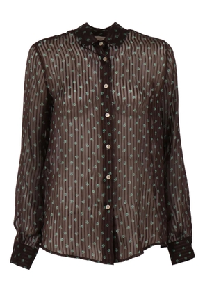 Mazzarelli striped floral shirt - Brown