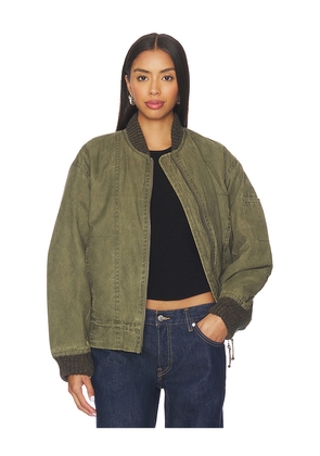 Free People x We The Free Jax Washed Bomber In Olive in Olive. Size L. Also in M, S, XL.