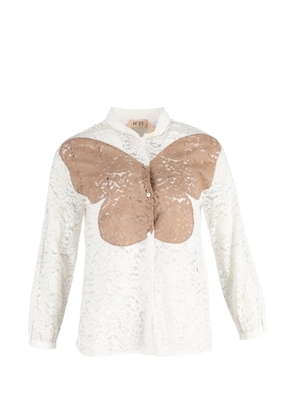 Nº21 long-sleeve lace shirt - White
