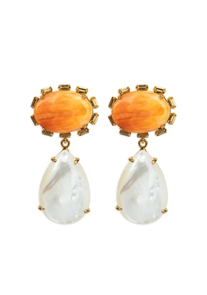 Bounkit Jewelry citrine pearl drop earrings - Gold