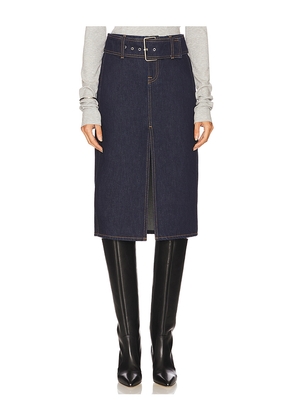 GRLFRND Norma Midi Skirt in Blue. Size 23. Also in 24, 25, 26, 27, 28, 29, 30, 31, 32.