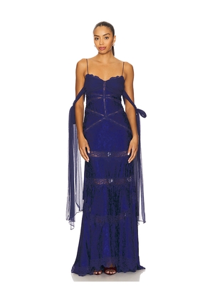 For Love & Lemons Rita Lace Gown in Royal. Size L. Also in M, S, XL, XS.