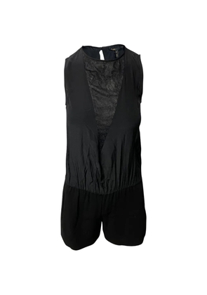 Maje lace-panelled playsuit - Black