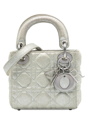 Christian Dior Pre-Owned 2010-2025 Micro Metallic Calfskin Cannage Lady Dior satchel - Silver