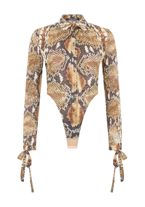 Roberto Cavalli snakeskin-print bodysuit - Neutrals