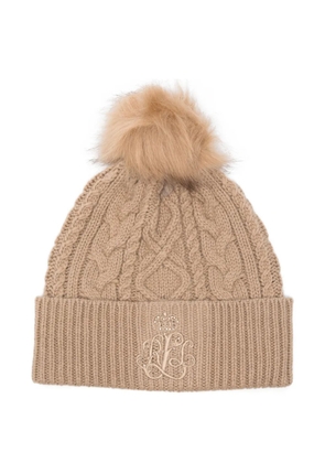 Lauren Ralph Lauren cable-knit pompom beanie - Brown