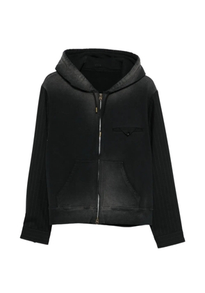 KHOKI pinstripe zip hoodie - Black