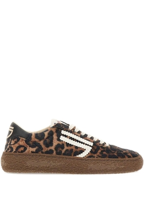 Puraai animal print lace-up trainers - Brown