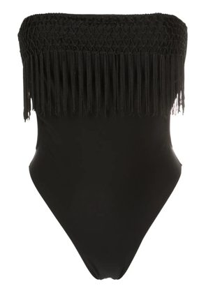 Amir Slama macramé-fringe strapless swimsuit - Black