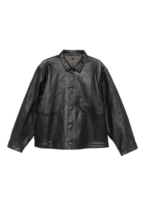 TAIGA TAKAHASHI leather shirt jacket - Black