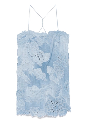 Ermanno Scervino floral-appliqué mini dress - Blue