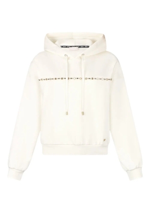 LIU JO rhinestone-embellished drawstring sweatshirt - White