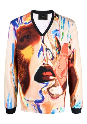 Limitato abstract-face print wool sweater - Neutrals