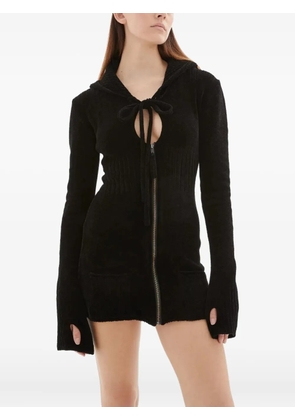 Ottolinger hooded zip-front mini dress - Black