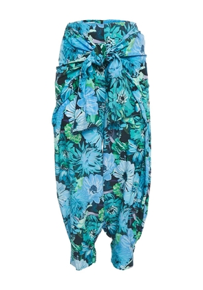 Stella McCartney Pre-Owned floral-print tie-waist trousers - Blue