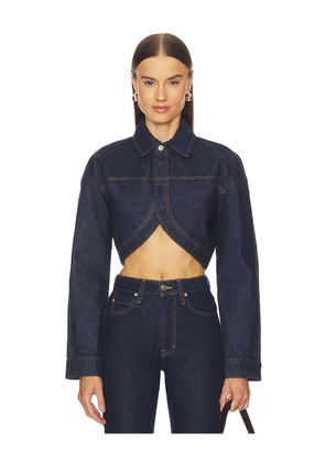 GRLFRND Ella Cropped Jacket in Denim-Dark. Size M. Also in S, XL, XS, XXS.