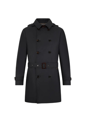 Moorer hooded belted trench coat - Black