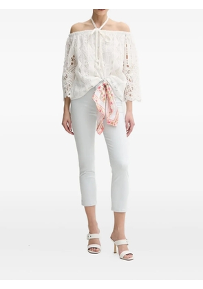 GUESS USA floral-print denim jeans - White