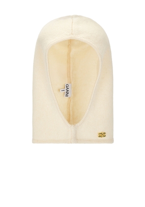 Ganni Yak Mix Balaclava in Cream.