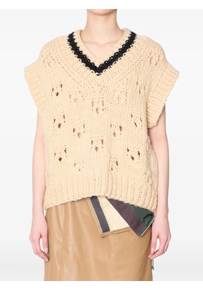 Kolor open-knit v-neck sweater - Neutrals