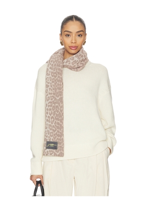 Ganni Graphic Knit Scarf in Brown.