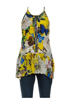 Roberto Cavalli Vintage floral-print peplum top - Yellow
