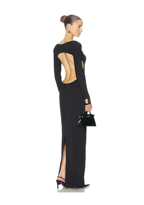 Helsa The Ruched Open Back Jersey Dress in Black. Size L. Also in M, S, XL, XS.