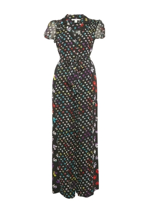 Diane Von Furstenberg Vintage floral-print jumpsuit - Black