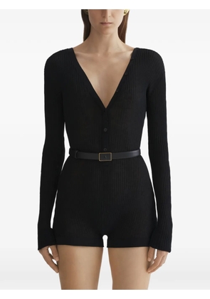 Mugler buttoned V-neck top - Black