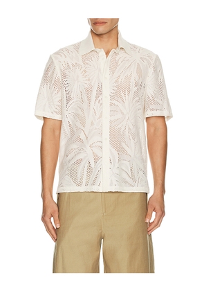 SIMKHAI Conrad Short Sleeve Shirt in Ivory. Size M. Also in L, S, XL/1X, XXL/2X.