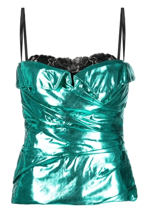 Dolce & Gabbana Pre-Owned 2000s metallic ruched top - Green