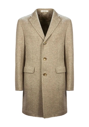 Tagliatore herringbone weave brooch coat - Neutrals
