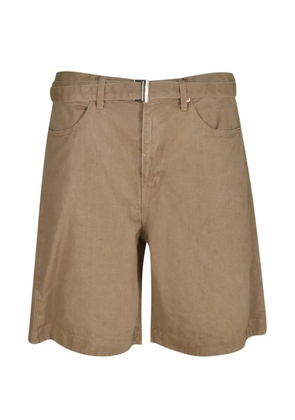 sacai belted denim shorts - Brown