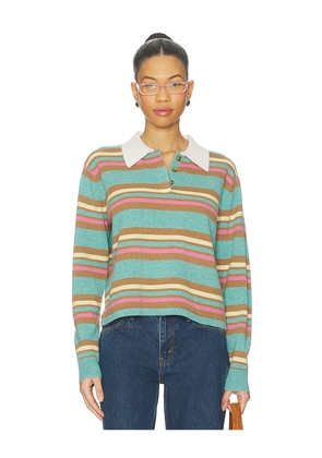 Guest In Residence Cropped Stripe Rugby Sweater in Blue,Brown. Size L. Also in M, S, XS.