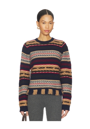 Guest In Residence Western Stripe Crew Sweater in Blue. Size L. Also in M, S, XL.